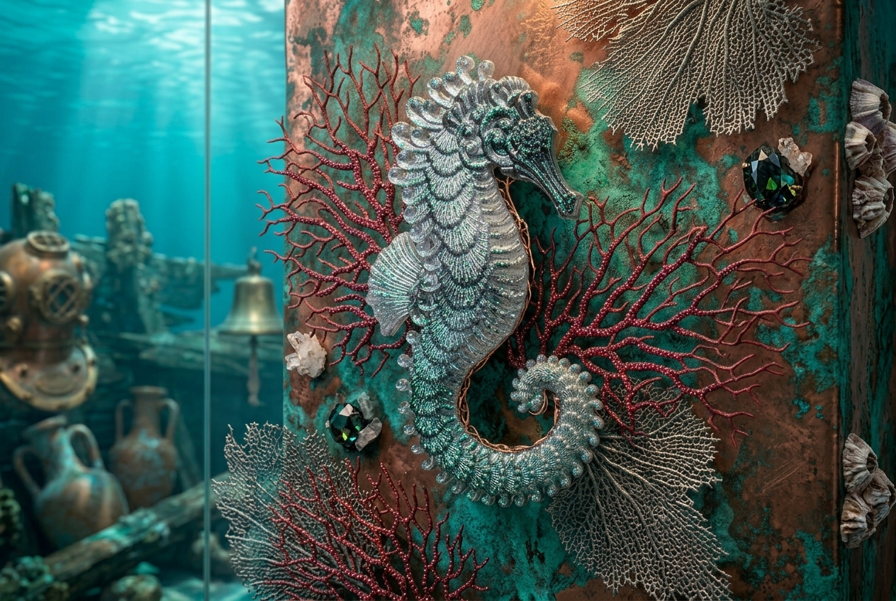 Iridescent Metallic Seahorse